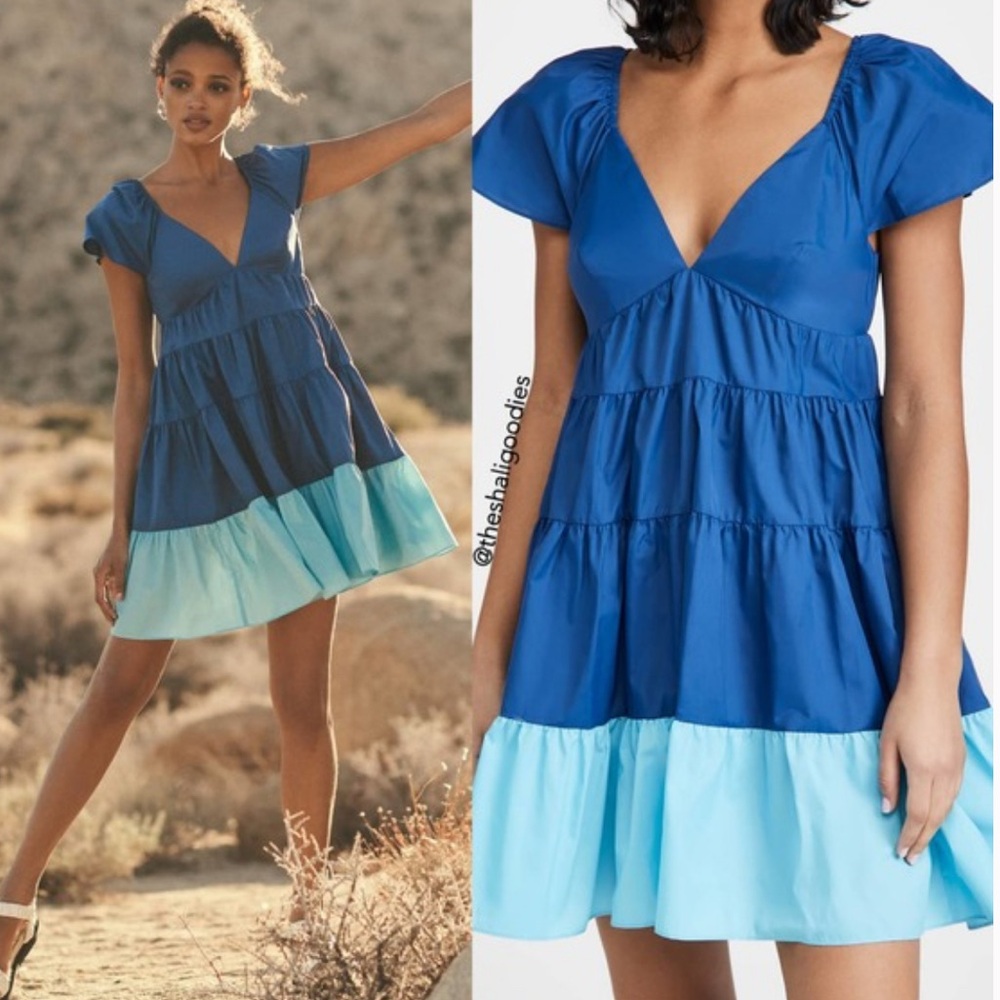 Staud blue contrast dress size L - Picture 4 of 5